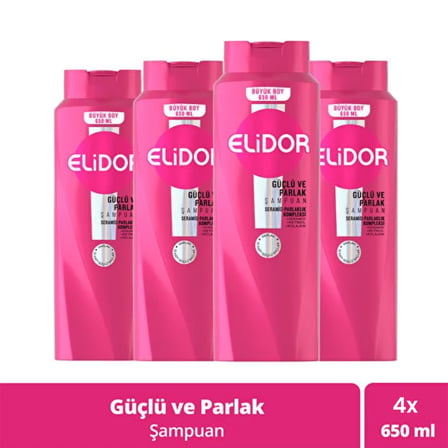 Elidor Güçlü ve Parlak Saç Bakım Şampuanı 650 ml x 4 Adet