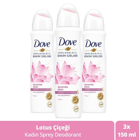 Dove Lotus Çiçeği Kadın Sprey Deodorant 150 ml x 3 Adet