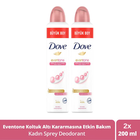 Dove Eventone Kadın Sprey Deodorant 200 ml x 2 Adet