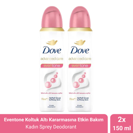 Dove Eventone Kadın Sprey Deodorant 150 ml x 2 Adet