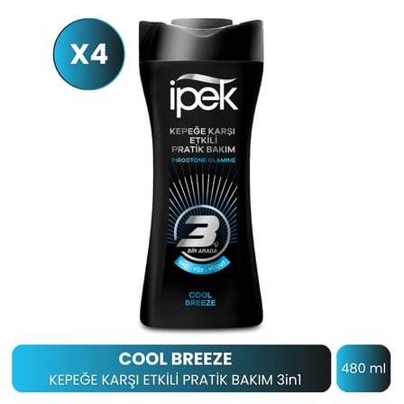 İpek Kepeğe Karşı Etkili Pratik Bakım 3in1 Cool Breeze 480 ml x 4 Adet