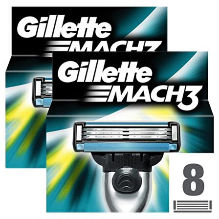 Gillette Mach 3 16'lı 3 Bıçaklı Tüm Cilt Tipleri İçin Bıçak Yedeği