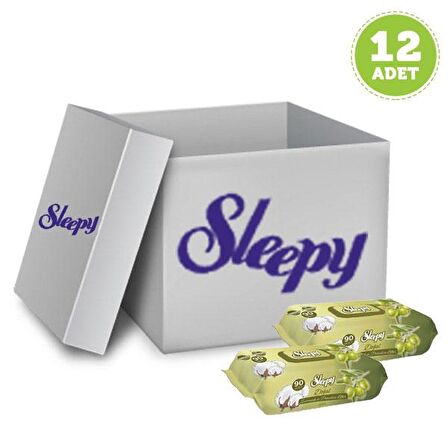 Sleepy Doğal Zeytinyağlı Hipoalerjenik-Alkolsüz 12 x 90 Yaprak 12 Paket Islak Mendil