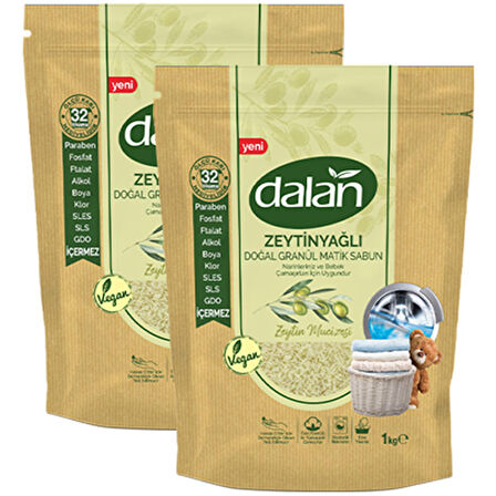 Dalan Granül Sabun Doğal Zeytinyağlı 1000 Gr x 2 Adet