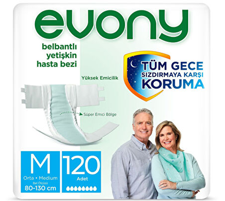 Evony Belbantlı Yetişkin Hasta Bezi Medium 30 lu x 4 Adet