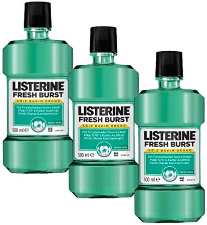 Listerine Ağız Bakm Suyu Fresh Burst Ferah Nane 500 ml x 3 Adet