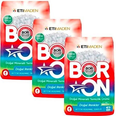 Boron Doğal Mineralli Temizlik Ürünü Renkliler İçin 4 Kg x 3 Adet