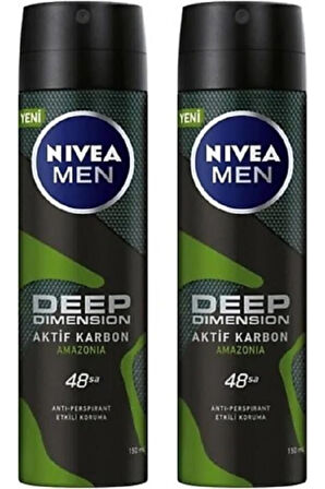 Men Deep Dimension Aktif Karbon Amazonia Deodorant 2 X 150 Ml