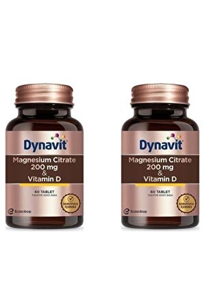 Dynavit Magnesium Citrate 200 Mg Vitamin D 60 Tablet X 2 Adet