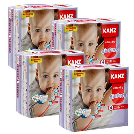 Kanz Bebek Bezi Ekonomik Paket Maxi 4 No 30 Lu X 4'lü