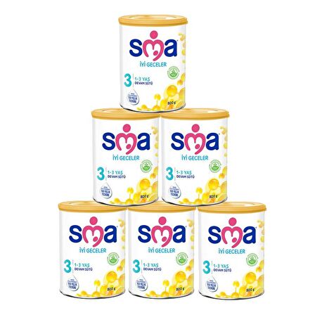 SMA İyi Geceler 3 1-3 Yaş Devam Sütü 800 gr x 6 Adet