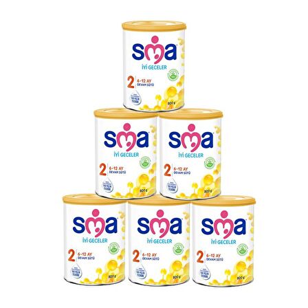 SMA İyi Geceler 2 6-12 Ay Devam Sütü 800 gr x 6 Adet