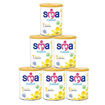 SMA İyi Geceler 1 0-6 Ay Bebek Sütü 800 gr x 6 Adet