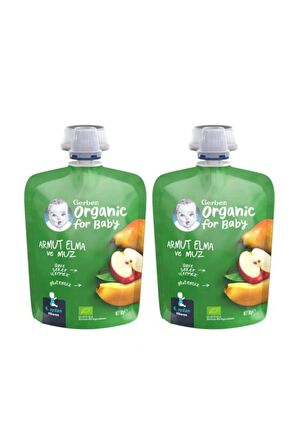 Gerber Organik Elmalı Ve Muzlu Armut Püresi 90 gr x 2 Adet 