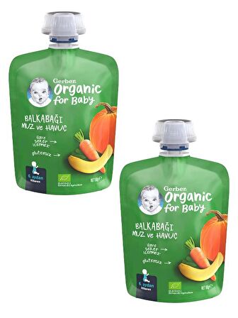 Gerber Organik Balkabağı Muz ve Havuçlu Püresi 90 gr x 2 Adet