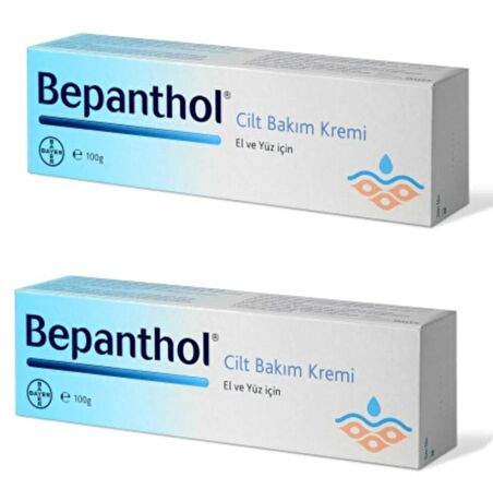 Bepanthol Cilt Bakım Kremi Tüm Cilt Tipleri İçin Su Bazlı Yağsız Nemlendirici Yüz Bakım Kremi 2 x 100 gr