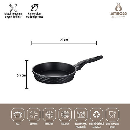 Kuvars 3 Parça Siyah 20+24+28 Cm Döküm Tava Seti