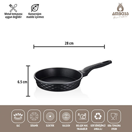 Kuvars 3 Parça Siyah 20+24+28 Cm Döküm Tava Seti