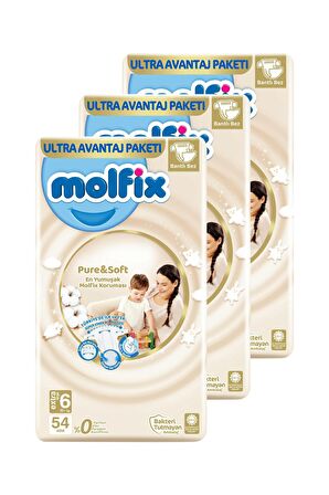 Molfix Pure & Soft Bebek Bezi X-Large 6 No 54 Lü X 3'li 162 Adet