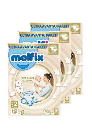 Molfix Pure & Soft Bebek Bezi Mini 2 No 112 Li X 3'li 336 Adet