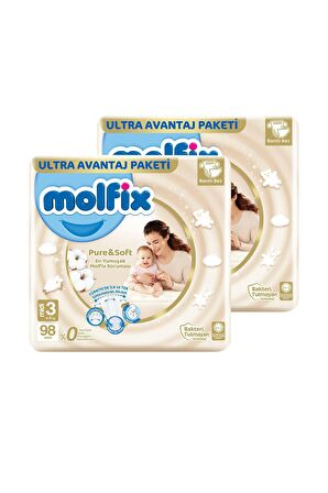 Molfix Pure & Soft Bebek Bezi Midi 3 No 98 Li X 2'li 196 Adet