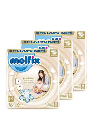 Molfix Pure & Soft Bebek Bezi Maxi 4 No 86 X 3'lü 258 Adet