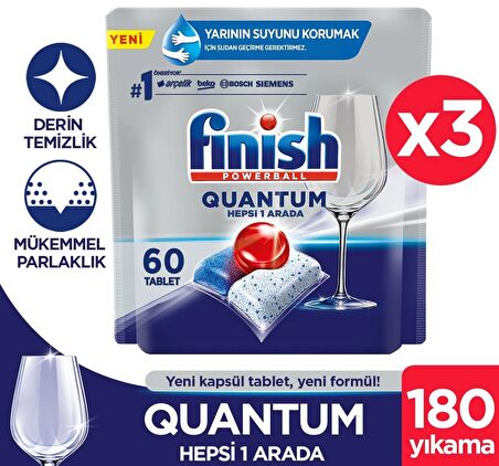 Finish Quantum Hepsi Bir Arada Bulaşık Deterjanı 60 Tablet x 3 Adet