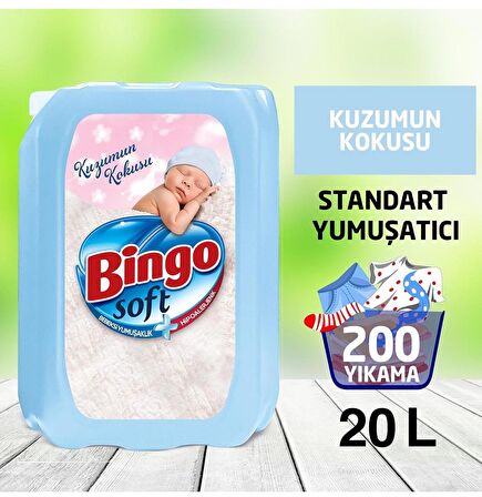 Bingo Soft Sıvı Deterjan 200 Yıkama Yumuşatıcı 20 lt 4'lü