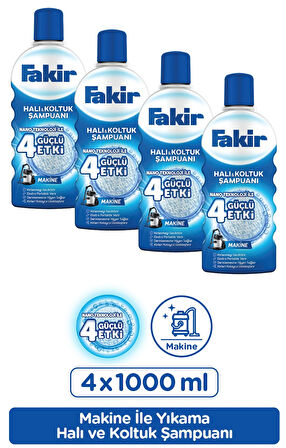 Fakir Makine Klasik Nano Halı ve Koltuk Şampuanı 1000 ml x 4 Adet