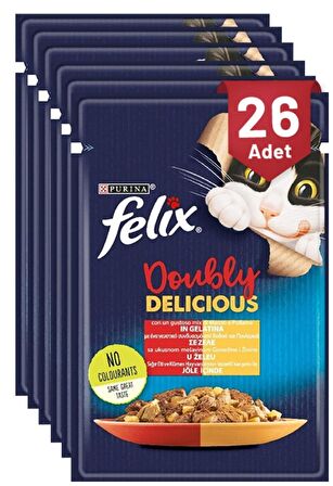 Felix Sığır Etli ve Tavuklu Konserve Kedi Maması 85 gr x 26 Adet