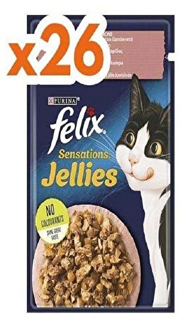 Felix Sensation Somon ve Karidesli Kedi Yaş Mama 85 gr x 26 Adet