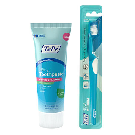 Tepe Daily Diş Macunu 75 ml + Tepe Nova Medium Diş Fırçası