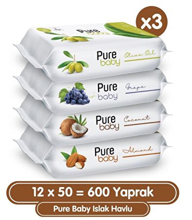 Pure Baby Islak Mendil 50 li x 12 Adet