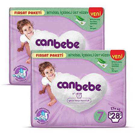 Canbebe Bebek Bezi Fırsat Paketi 7 Beden XXL (17+ Kg) 28 li x 2 Adet