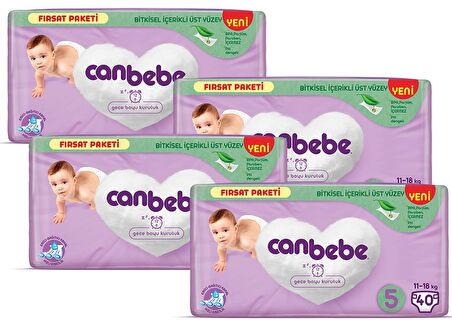 Canbebe Bebek Bezi Fırsat Paketi 5 Beden Junior 40 lı x 4 Adet