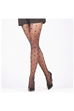 Parla Kadın Desenli Siyah Kilotlu Çorap