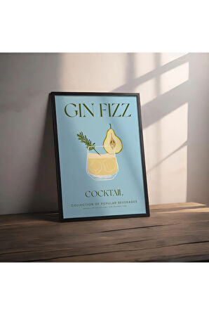 Dekoratif Çerçevesiz Poster Minimalist Paloma Kokteyl İllüstrasyonu