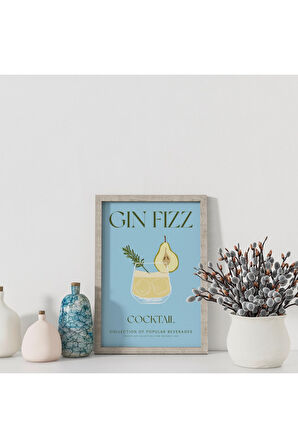 Dekoratif Çerçevesiz Poster Minimalist Paloma Kokteyl İllüstrasyonu