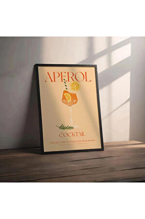 Dekoratif Çerçevesiz Poster Minimalist Aperol Kokteyl İllüstrasyonu