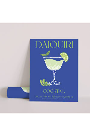 Dekoratif Çerçevesiz Poster Minimalist Daiquiri Kokteyl İllüstrasyonu