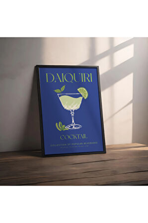 Dekoratif Çerçevesiz Poster Minimalist Daiquiri Kokteyl İllüstrasyonu