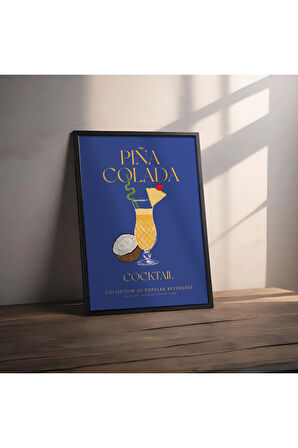 Dekoratif Çerçevesiz Poster Minimalist Pina Colada İllüstrasyonu