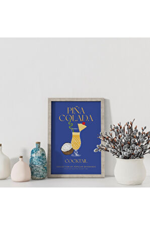 Dekoratif Çerçevesiz Poster Minimalist Pina Colada İllüstrasyonu