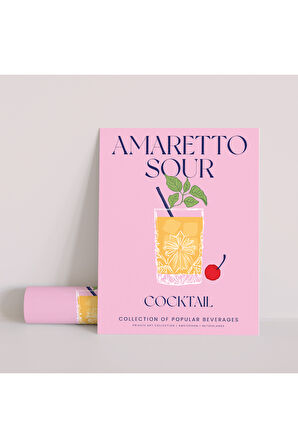 Dekoratif Çerçevesiz Poster Minimalist Amaretto Sour İllüstrasyonu