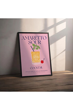 Dekoratif Çerçevesiz Poster Minimalist Amaretto Sour İllüstrasyonu