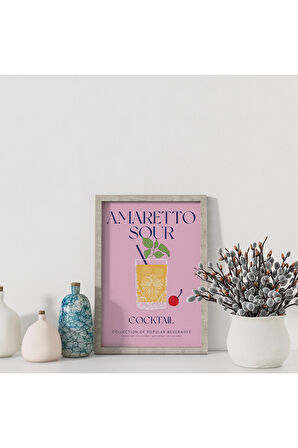 Dekoratif Çerçevesiz Poster Minimalist Amaretto Sour İllüstrasyonu