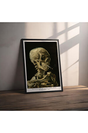 Dekoratif Çerçevesiz Poster Sigara İçen Kafatası Vincent van Gogh