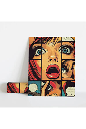 Dekoratif Çerçevesiz Poster Pop Art Çizgi Roman Çerçevesiz Tablo