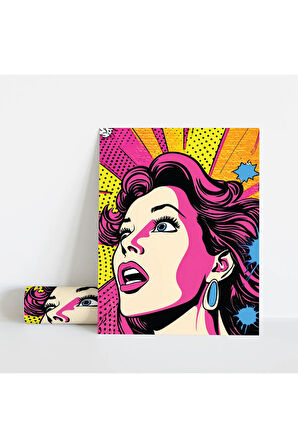 Dekoratif Çerçevesiz Poster Pop Art Comic Women Çerçevesiz Tablo