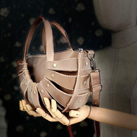 CARIDEA El Yapımı Hakiki Deri Kadın Çanta, Clutch, El Omuz Çantası v48